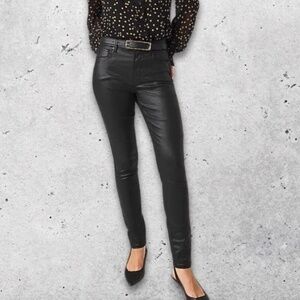 White House Black Market Coated Skinny Jeans High-Rise Stretch Fabric Black W 00